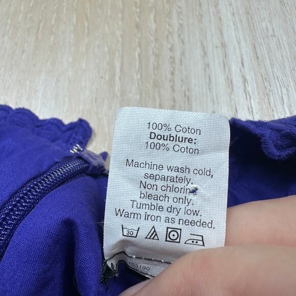 J Crew Purple Eyelet Sleeveless Fit & Flare Dress Cotton Lined Zip Back Size 4 - Picture 9 of 12